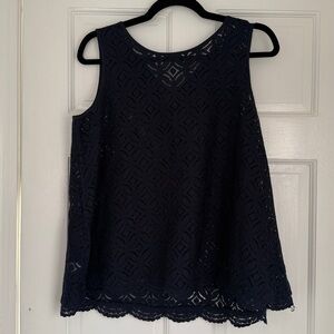 Elegant Navy Lace Sleeveless Top